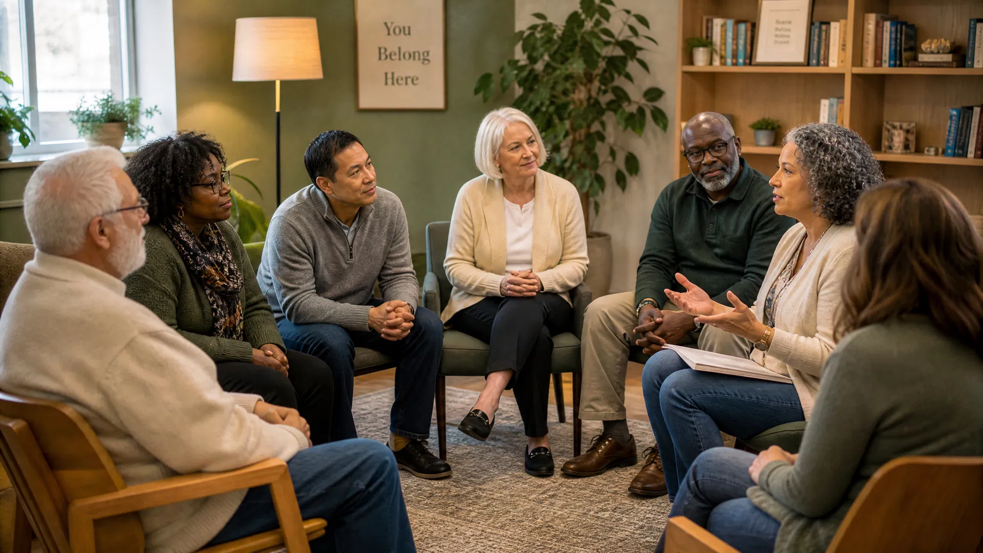 Caregivers connecting at a monthly dementia support group in Prince William County
