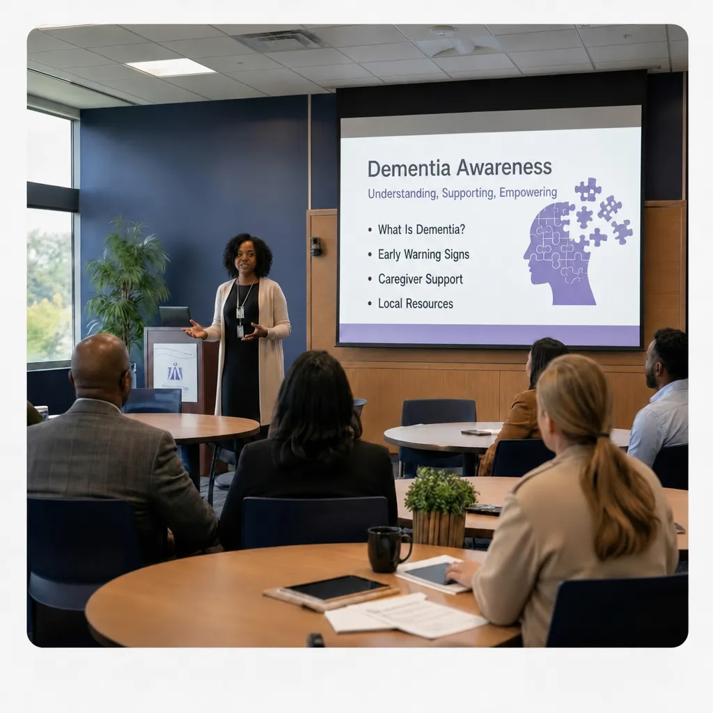 HR professionals and managers in an NVDSA dementia-informed workplace training session